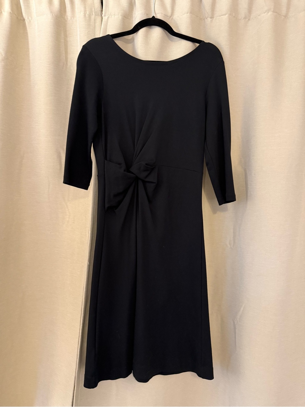Ann Taylor Black Midi Dress with Knotted Waist